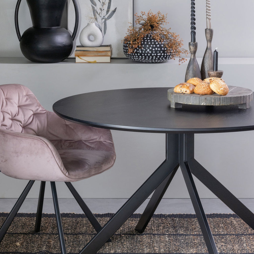 BRUNO ronde eettafel MDF zwart Ø120 cm