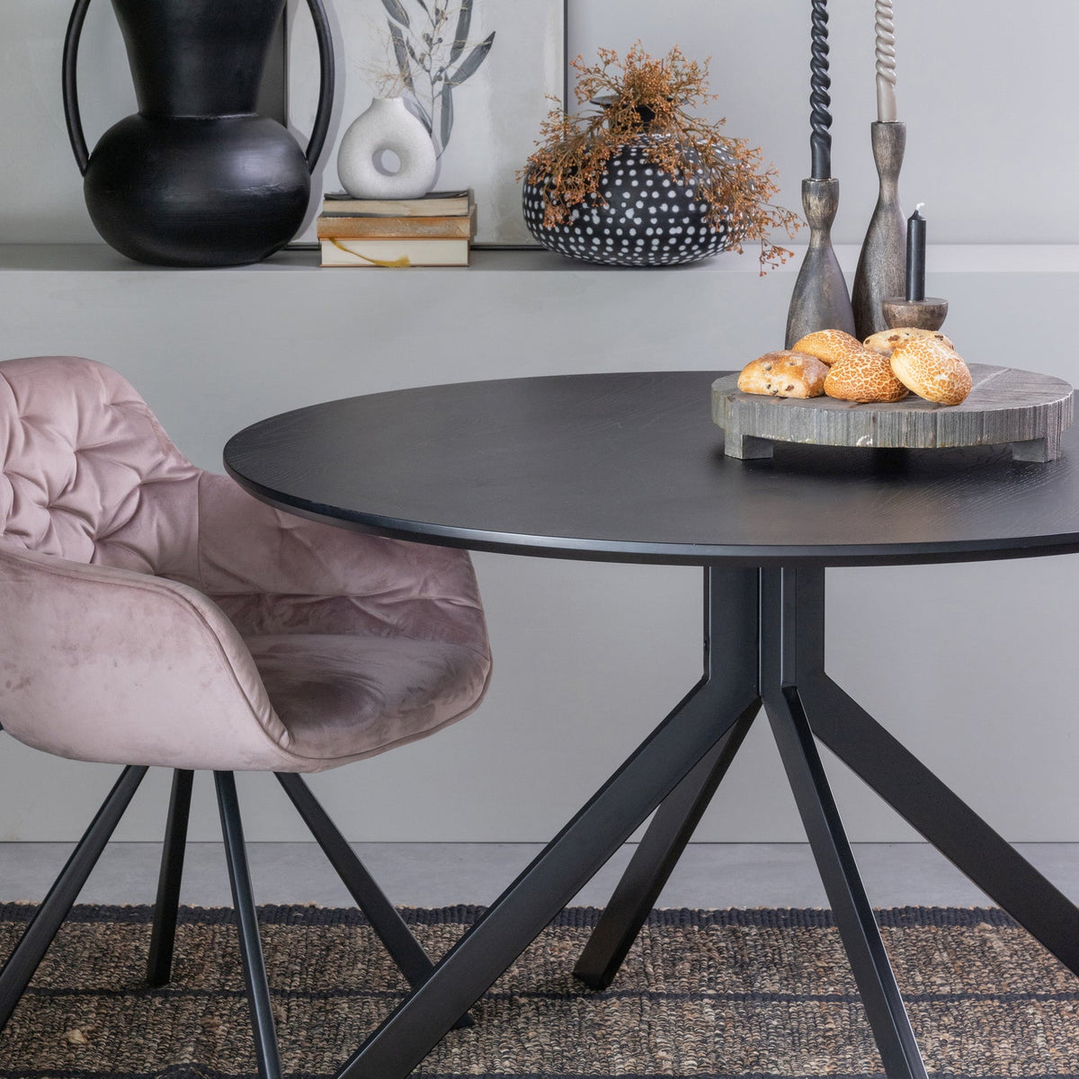 BRUNO ronde eettafel MDF zwart Ø120 cm