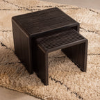 WILLA BIJZETTAFELS RECYCLED TEAK ZWART - SET VAN 2