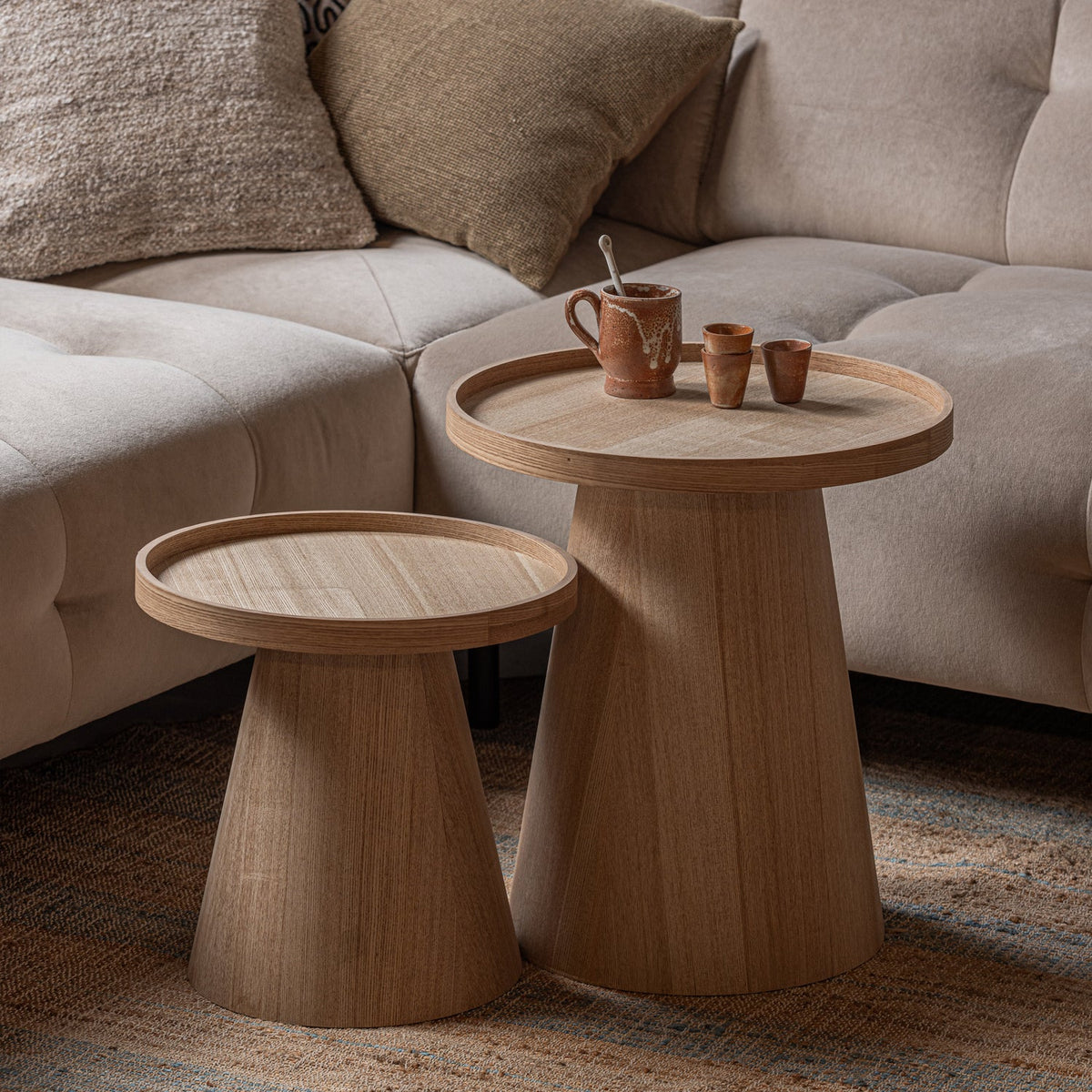 MAUD bijzettafel conisch MDF naturel 50 x Ø45 cm