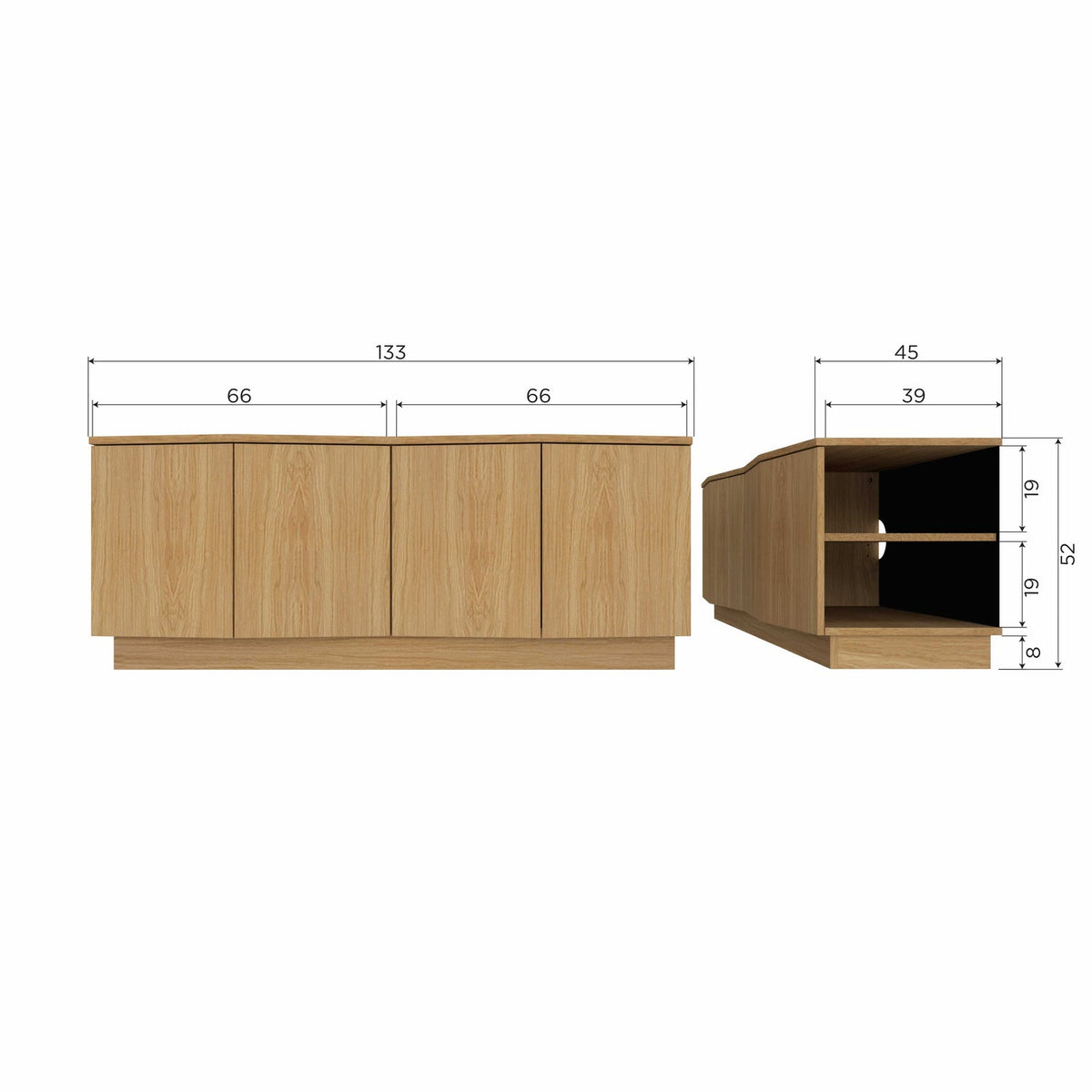ZUMA tv-meubel 133 cm eikenfineer transparant [FSC]