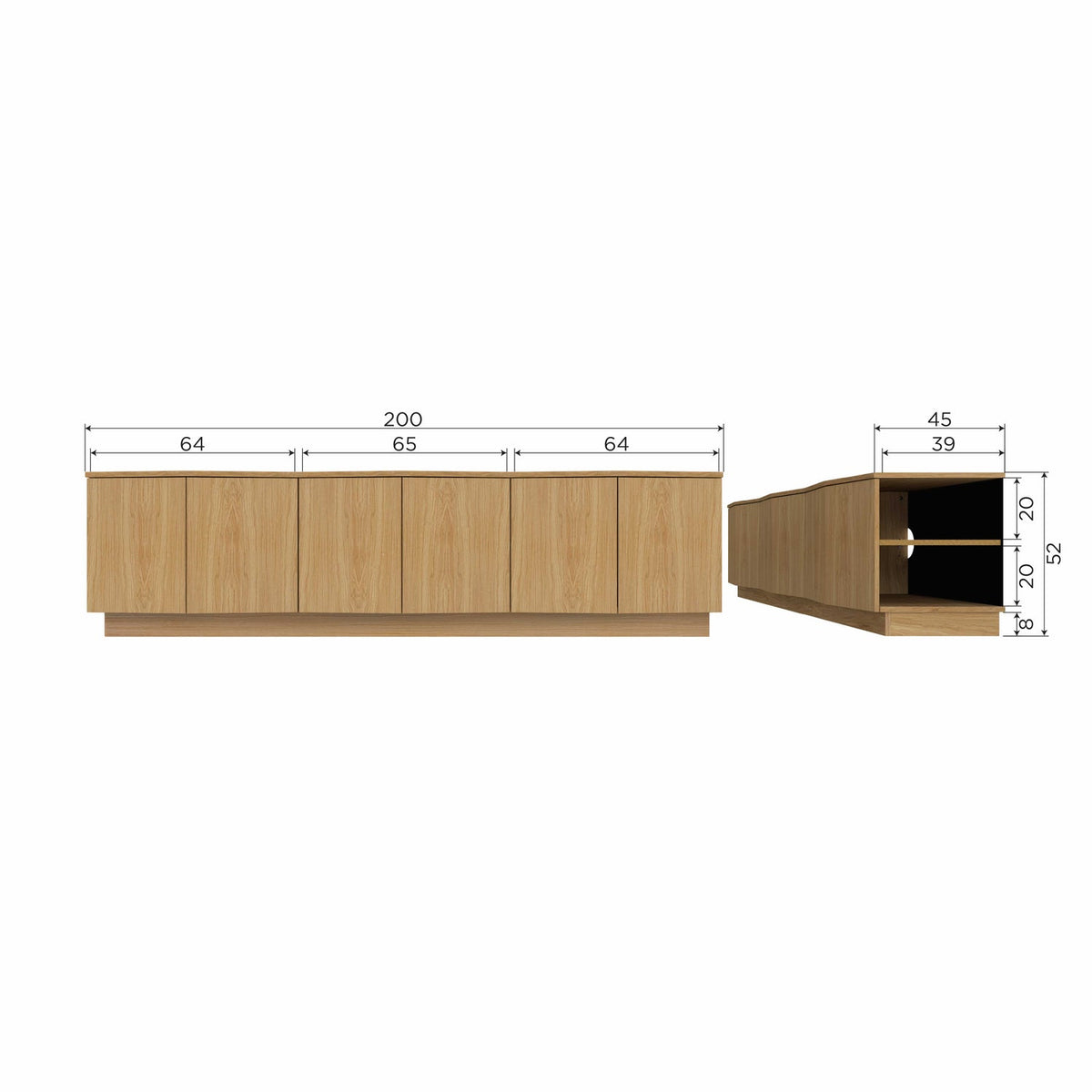 ZUMA tv-meubel 200 cm eikenfineer transparant [FSC]