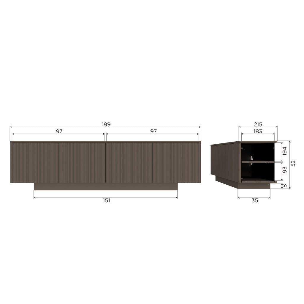 NOVA tv-meubel 200 cm grenen truffelbruin [FSC]