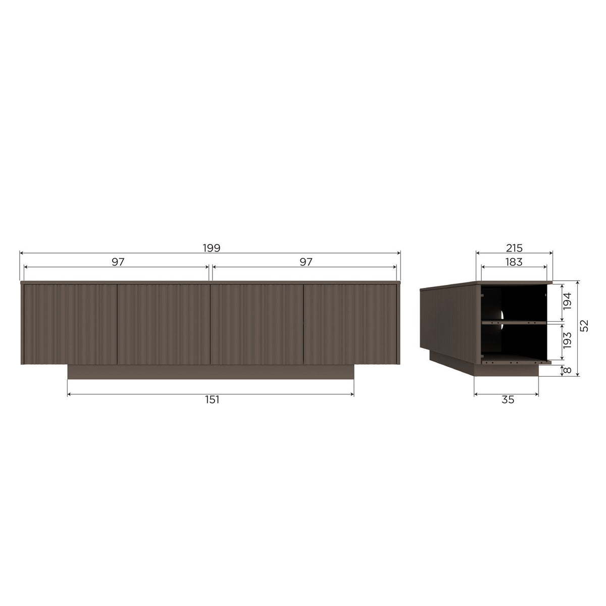 NOVA tv-meubel 200 cm grenen truffelbruin [FSC]