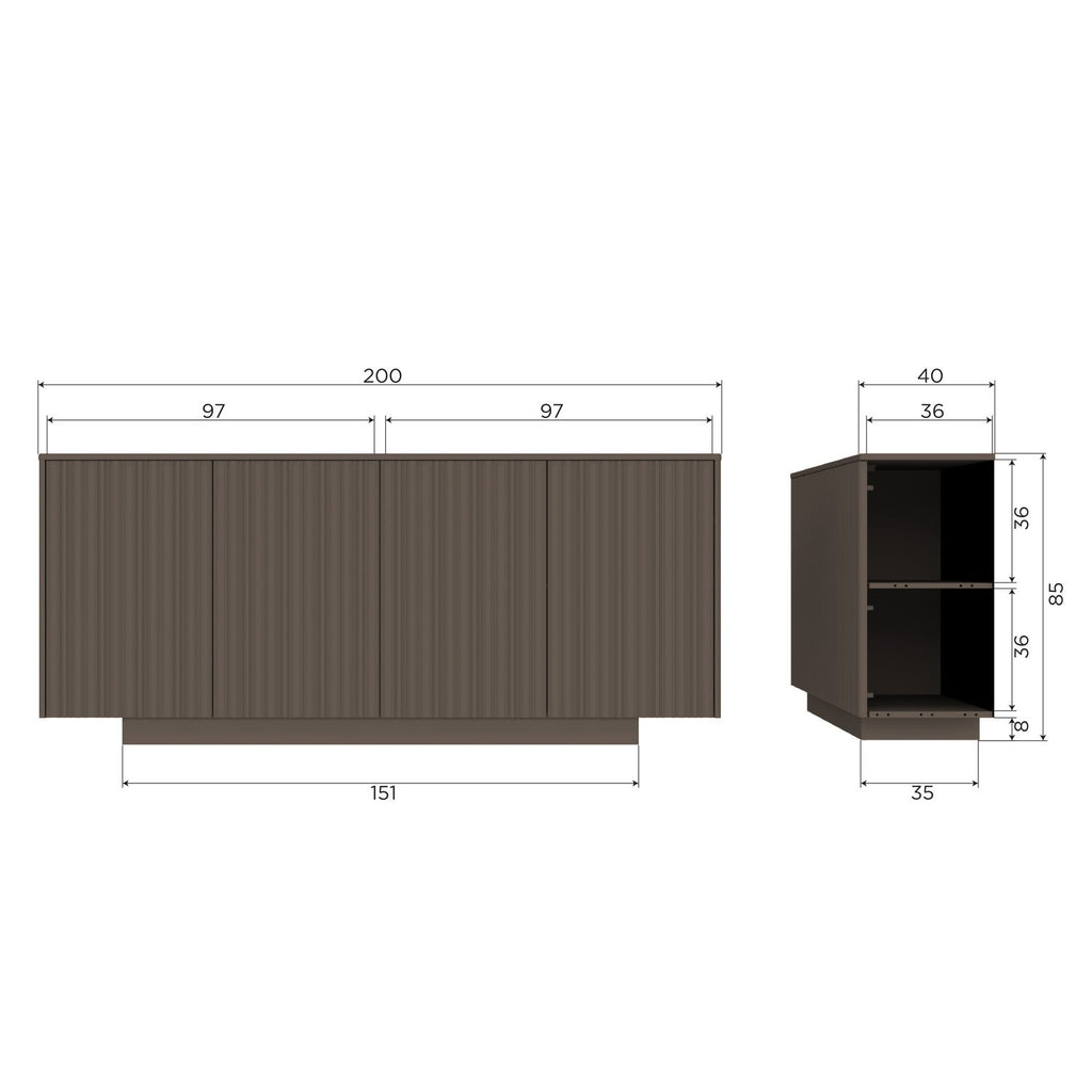 NOVA dressoir 200 cm grenen truffelbruin [FSC]
