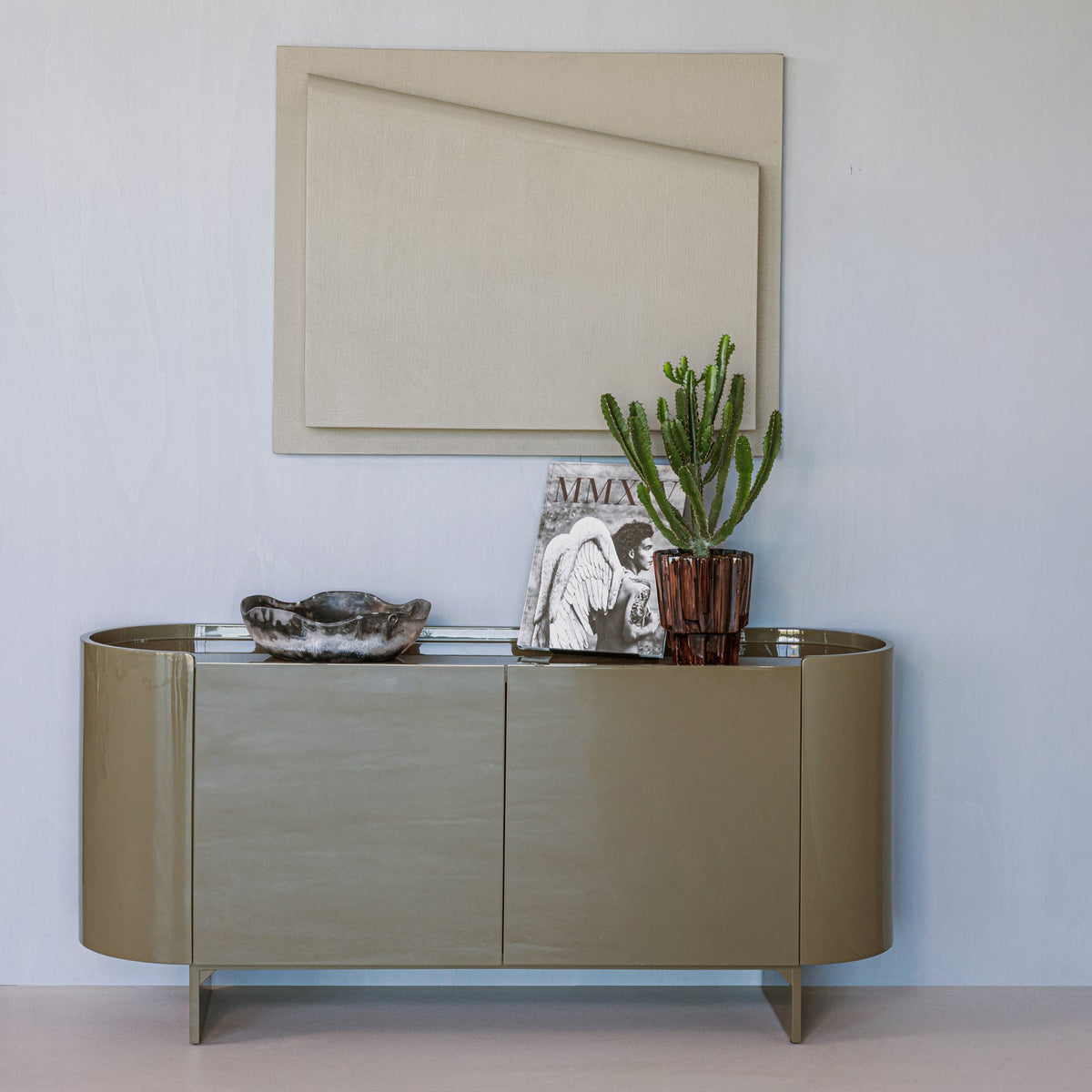 Liora tv-meubel/dressoir hout hoogglans groen [FSC]