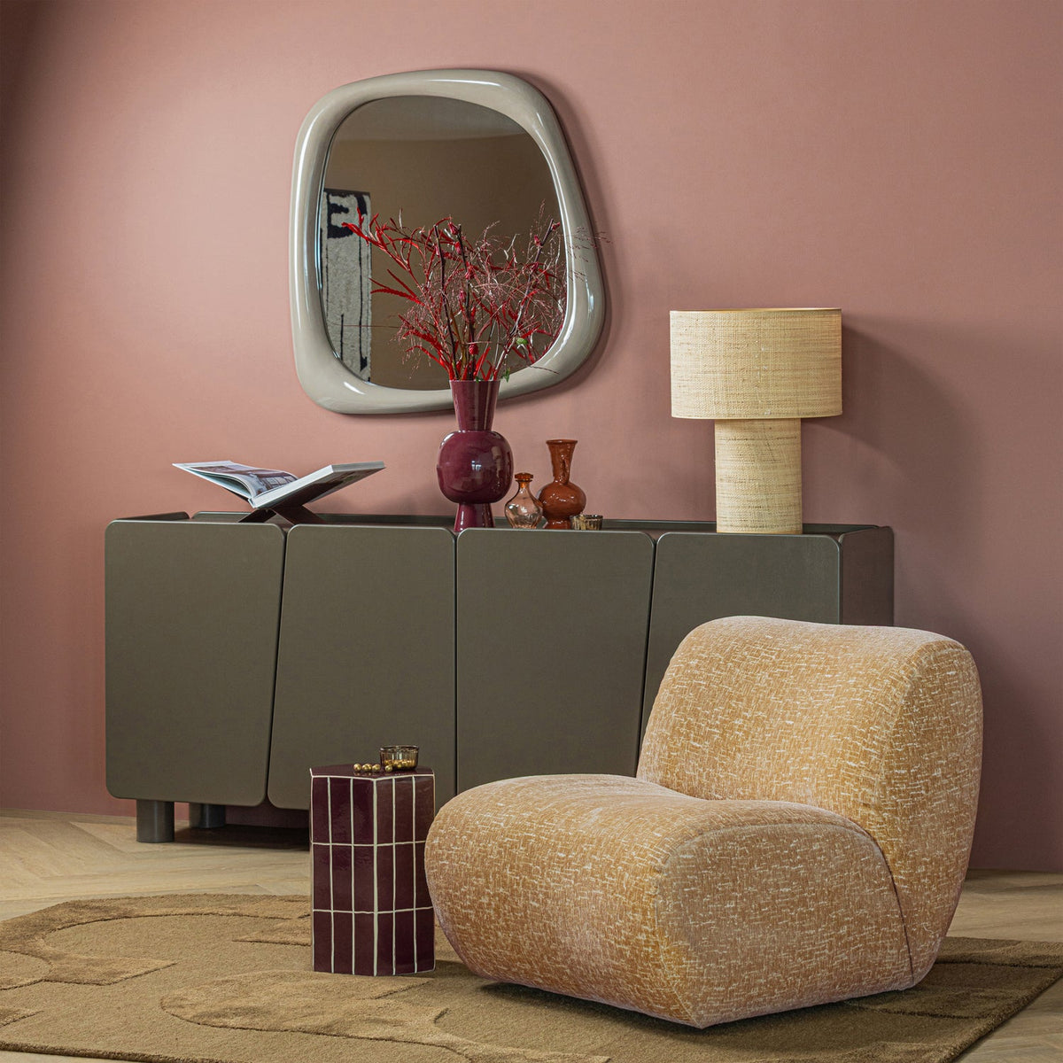 PLU decoratieve bijzettafel 42 x 30 x 26 cm keramiek paars