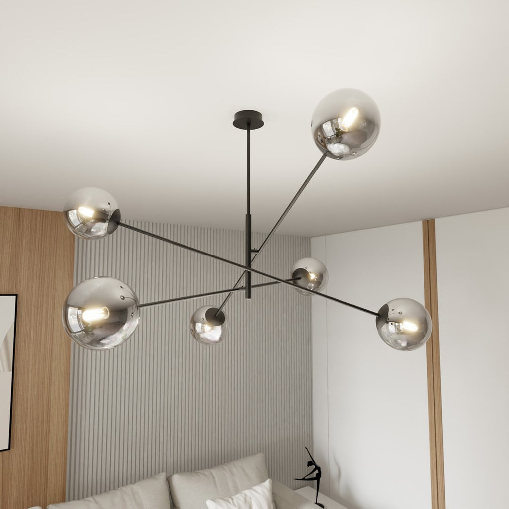 Hanglamp LINEAR 6 ZWART/GRAFIET