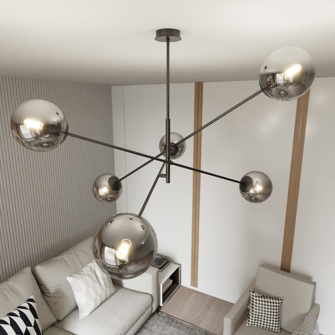 Hanglamp LINEAR 6 ZWART/GRAFIET