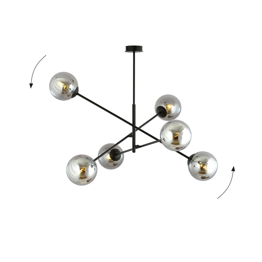 Hanglamp LINEAR 6 ZWART/GRAFIET