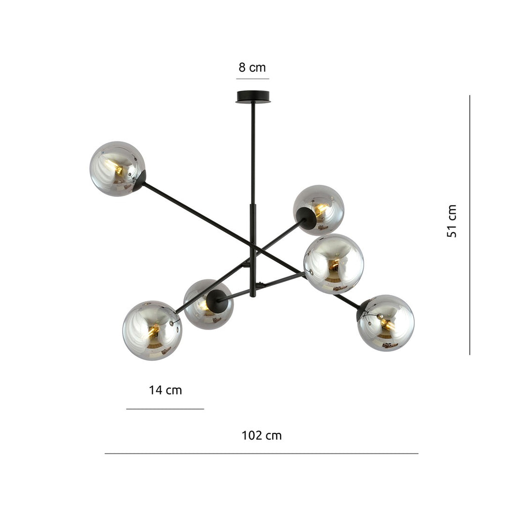 Hanglamp LINEAR 6 ZWART/GRAFIET