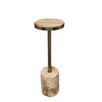 Mody bijzettafel van natuurlijk versteend hout op voet, rond