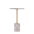 Ebe beige marmeren lage bijzettafel met rond blad