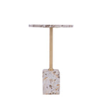Ebe beige marmeren lage bijzettafel met rond blad