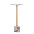 Ebe beige marmeren bijzettafel met rond blad, hoog