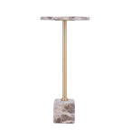 Ebe beige marmeren bijzettafel met rond blad, hoog
