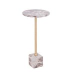 Ebe beige marmeren bijzettafel met rond blad, hoog