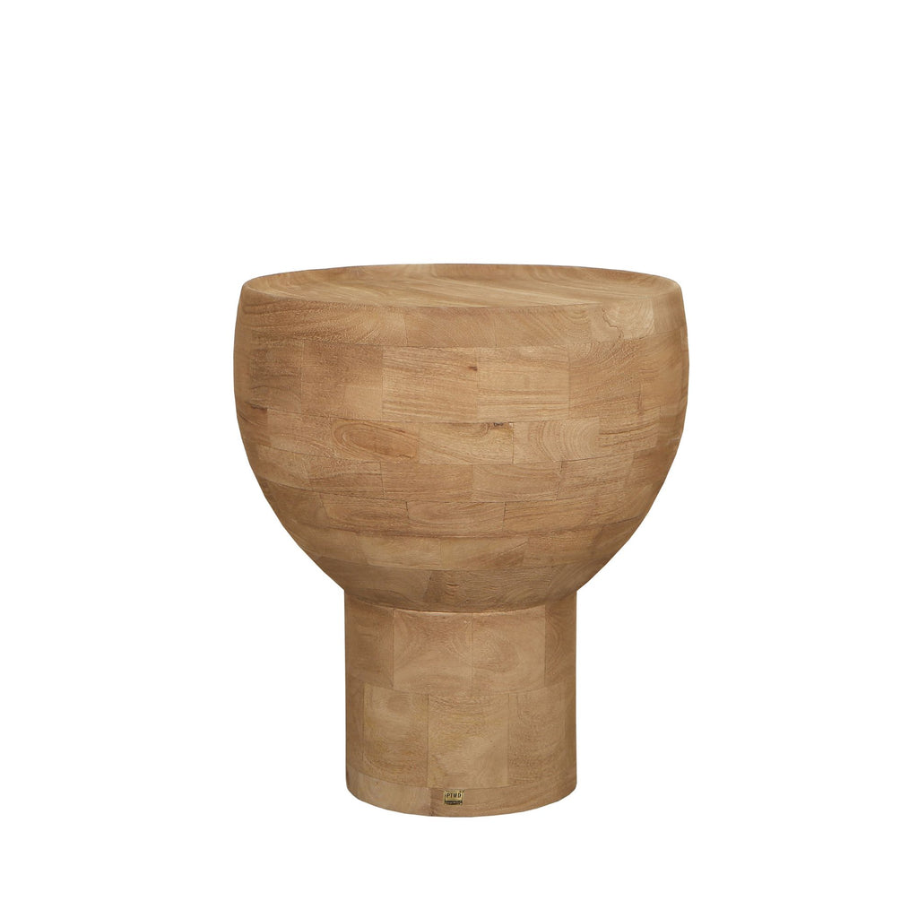 Erno Natural bijzettafel van mangohout met ronde voet