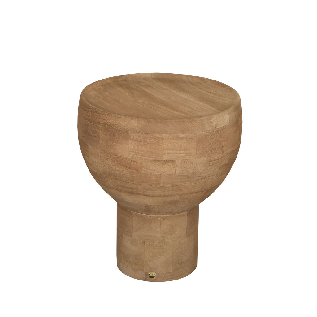 Erno Natural bijzettafel van mangohout met ronde voet