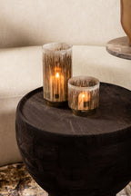 Erno Brown bijzettafel van mangohout op ronde voet