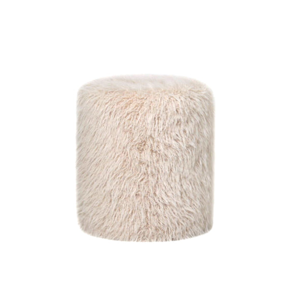 Ronde stoffen poef in Hair Beige