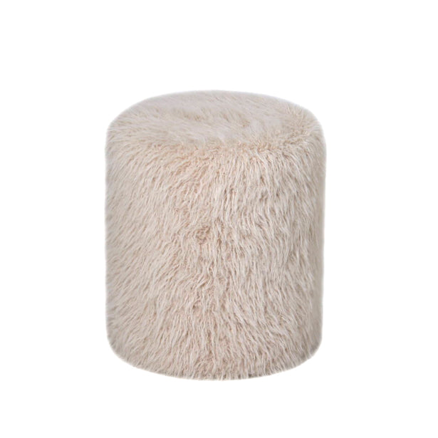 Ronde stoffen poef in Hair Beige