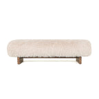 Beige Teddy bankje  met houten poten