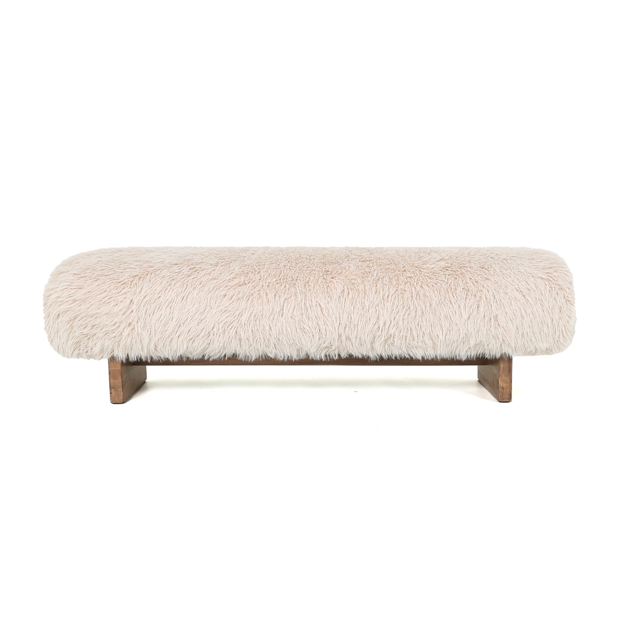 Beige Teddy bankje  met houten poten