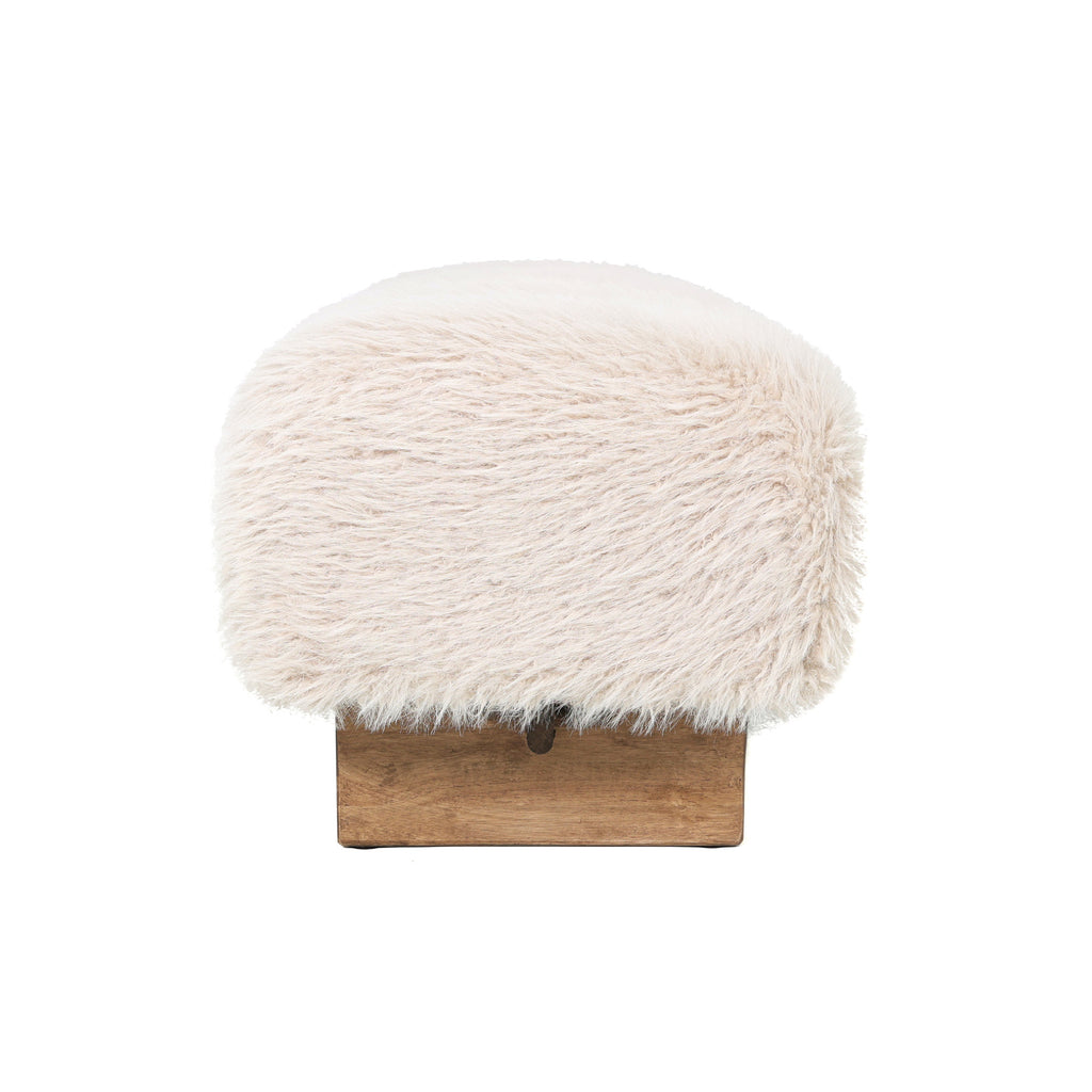 Beige Teddy bankje  met houten poten