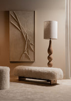 Beige Teddy bankje  met houten poten