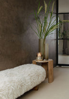 Beige Teddy bankje  met houten poten