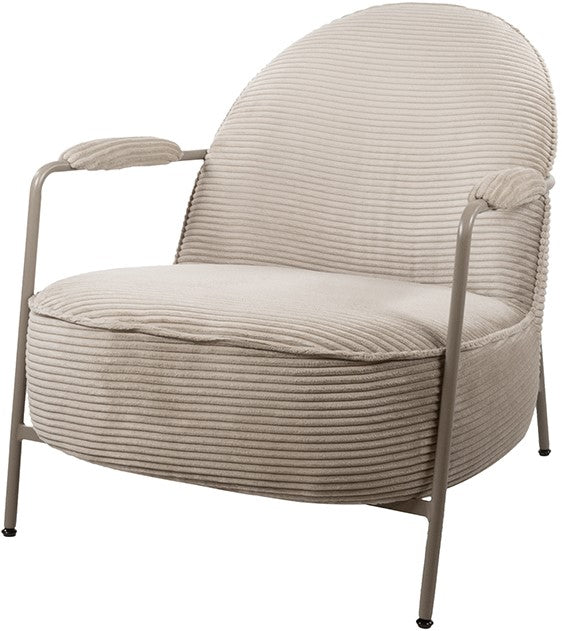Elton Fauteuil - zandkleurig frame - ribstof - zand