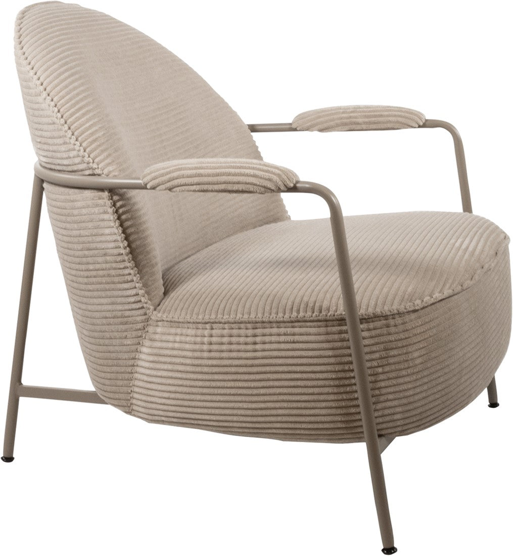 Elton Fauteuil - zandkleurig frame - ribstof - zand