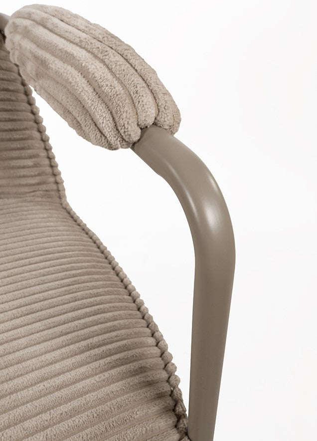Elton Fauteuil - zandkleurig frame - ribstof - zand