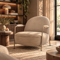 Elton Fauteuil - zandkleurig frame - ribstof - zand