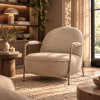 Elton Fauteuil - zandkleurig frame - ribstof - zand