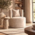 Fauteuil Evy - Naturel - Fluweel